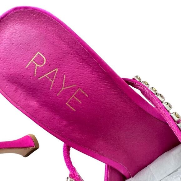 REVOLVE RAYE Jinxx Satin Heel Women REVOLVE RAYE Jinxx Satin Heel Women’s 10 Hot Pink Crystal Strap Flutted